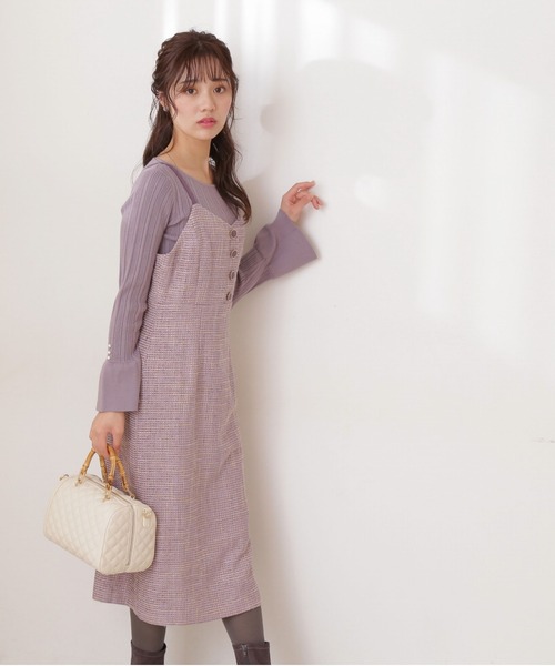 PROPORTION BODY DRESSING（プロポーションボディドレッシング）の「ツイードタイトジャンスカ / 1212140002（ワンピース・レディース・パープル/グレー・MEDIUM/SMALL）」の4枚目の写真