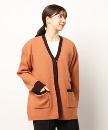 Samansa Mos2 | LOGAN×SamansaMos2ワッペン付配色カーディガン(カーディガン/ボレロ)