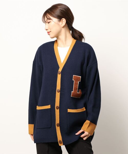 Samansa Mos2（サマンサ モスモス）の「LOGAN×SamansaMos2ワッペン付配色カーディガン（カーディガン/ボレロ・レディース・ベージュ/ネイビー/オレンジ・ﾌﾘ-）」の7枚目の写真