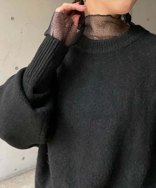 DouDou（ドゥドゥ）の「レースメッシュタートル（その他トップス・レディース・ブラック/オフホワイト・FREE）」の19枚目の写真