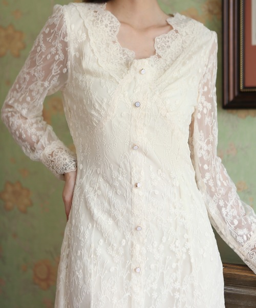 MAISON DE THERESE（メゾン ド テレーズ）の「チュール刺繍　レースアップワンピース（ワンピース・レディース・ベージュ・SMALL/MEDIUM/LARGE）」の17枚目の写真