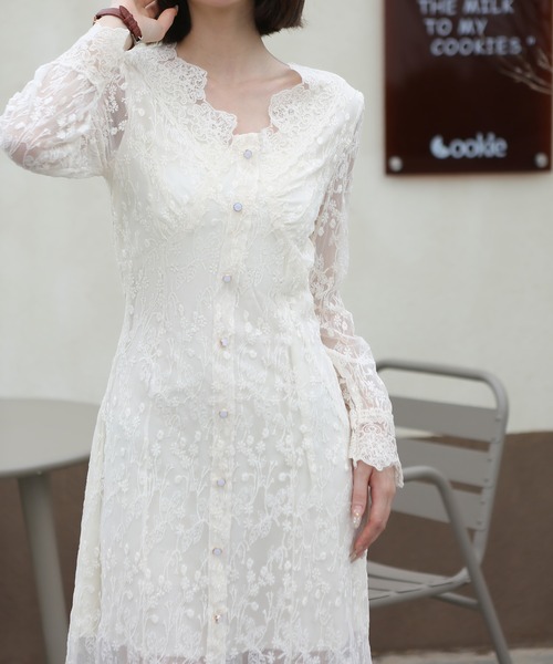 MAISON DE THERESE（メゾン ド テレーズ）の「チュール刺繍　レースアップワンピース（ワンピース・レディース・ベージュ・SMALL/MEDIUM/LARGE）」の14枚目の写真