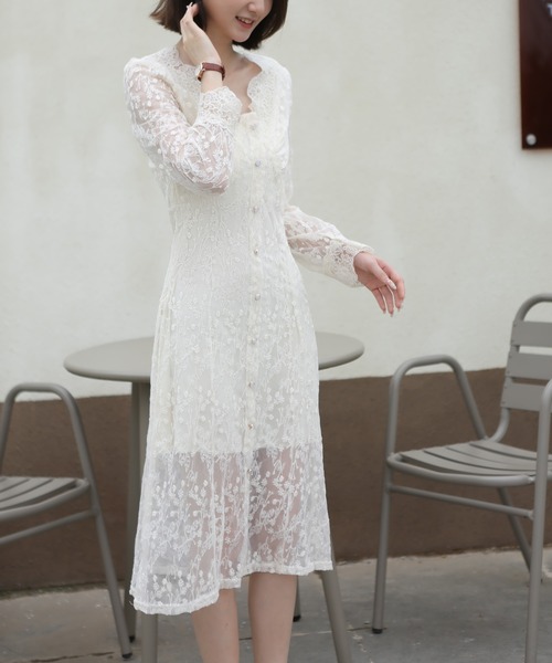 MAISON DE THERESE（メゾン ド テレーズ）の「チュール刺繍　レースアップワンピース（ワンピース・レディース・ベージュ・SMALL/MEDIUM/LARGE）」の13枚目の写真