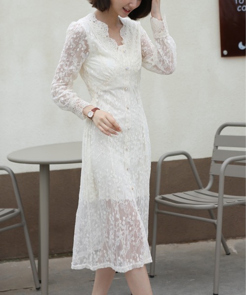 MAISON DE THERESE（メゾン ド テレーズ）の「チュール刺繍　レースアップワンピース（ワンピース・レディース・ベージュ・SMALL/MEDIUM/LARGE）」の12枚目の写真