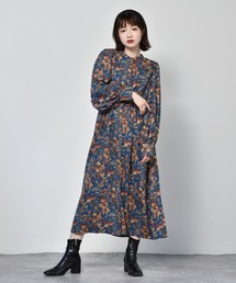 ボリューム袖アート柄OP