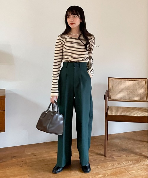 EPIMI E'PIMMY（エピミエピミー）の「ランダムボーダーコンパクトプルオーバー（Tシャツ/カットソー・レディース・ベージュ/オレンジ/イエロー・MEDIUM）」の4枚目の写真