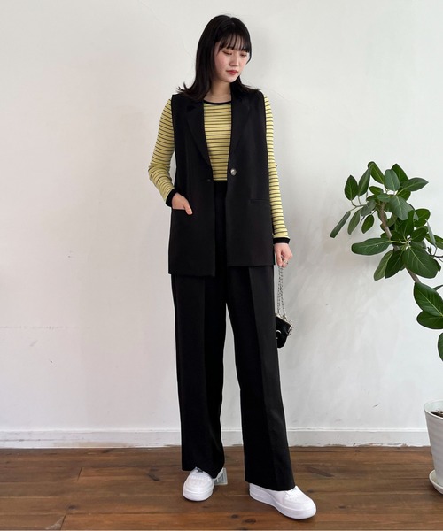 EPIMI E'PIMMY（エピミエピミー）の「ランダムボーダーコンパクトプルオーバー（Tシャツ/カットソー・レディース・ベージュ/オレンジ/イエロー・MEDIUM）」の15枚目の写真