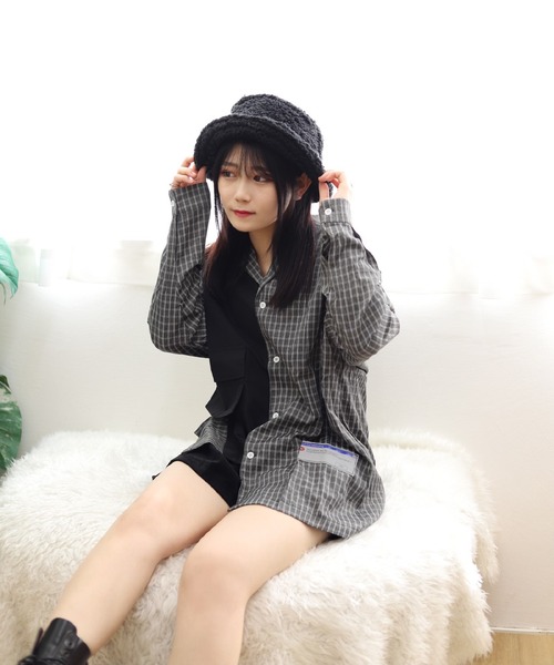 PR01.（ピーアールワン）の「Rin.sept 切り替え配色チェックシャツ 