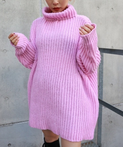 FIG&VIPER（フィグアンドバイパー）の「タートルニットOP（ワンピース・レディース・ホワイト/グレー/ピンク/グリーン・FREE）」の4枚目の写真