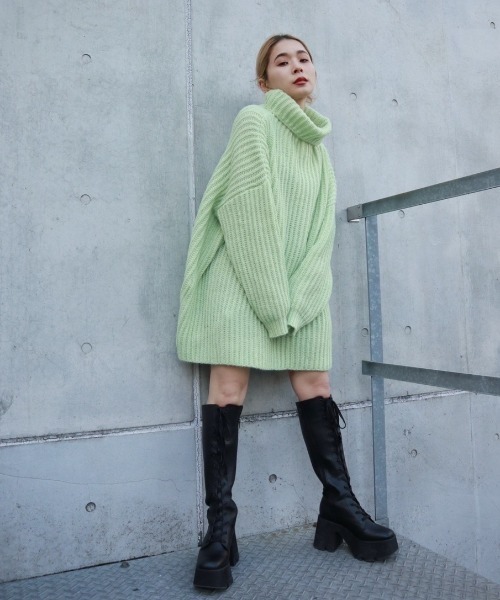 FIG&VIPER（フィグアンドバイパー）の「タートルニットOP（ワンピース・レディース・ホワイト/グレー/ピンク/グリーン・FREE）」の13枚目の写真