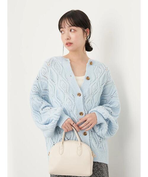 earth music&ecology（アースミュージックアンドエコロジー）の「透かしリーフ柄カーディガン＊（カーディガン/ボレロ・レディース・レモンイエロー/ライトピンク/サックスブルー/アイボリー・FREE）」の16枚目の写真