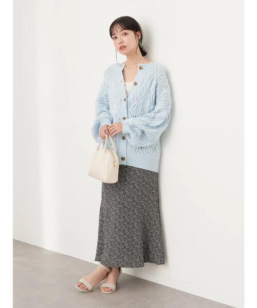 earth music&ecology（アースミュージックアンドエコロジー）の「透かしリーフ柄カーディガン＊（カーディガン/ボレロ・レディース・レモンイエロー/ライトピンク/サックスブルー/アイボリー・FREE）」の21枚目の写真