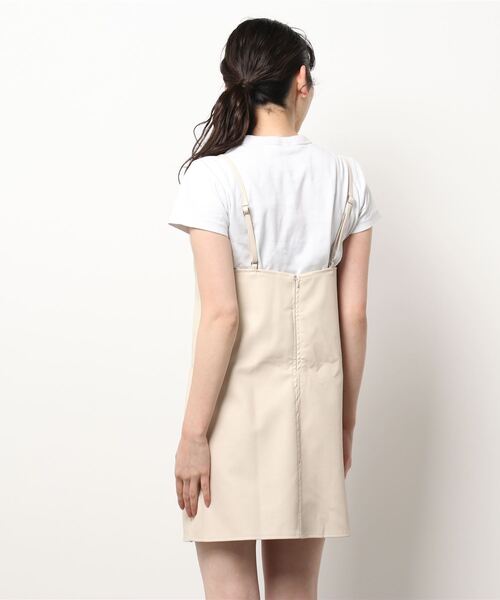 wee9s（ウィークス）の「fake leather cami one piece / チュニック丈アジャスター付きフェイクレザーキャミワンピース（ワンピース・レディース・ブラウン/ブラック/クリーム・FREE）」の6枚目の写真