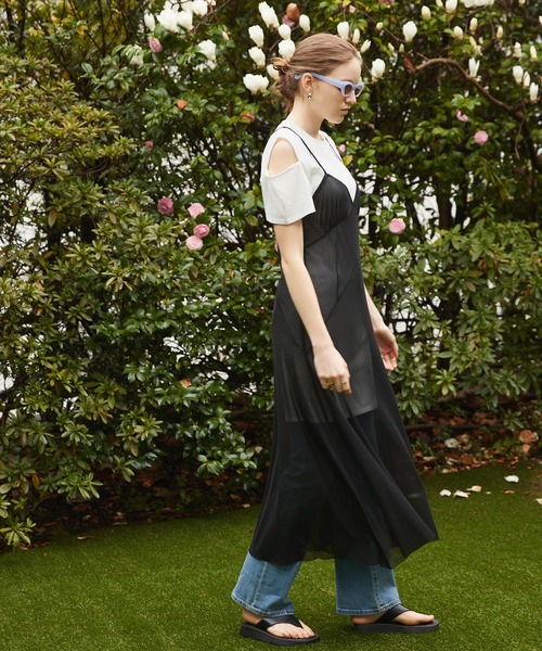 Keeepy（キーピー）の「【Keeepy】tulle ensemble camisole dress with sleeve cut-off mini dress（ワンピース・レディース・ブラック/ブラック系その他・FREE）」の3枚目の写真