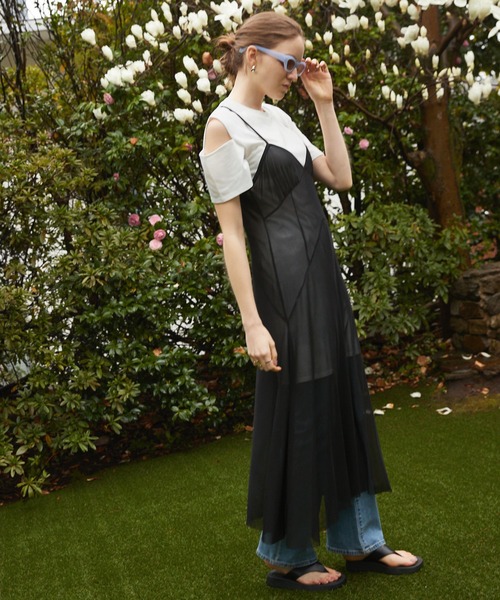 Keeepy（キーピー）の「【Keeepy】tulle ensemble camisole dress with sleeve cut-off mini dress（ワンピース・レディース・ブラック/ブラック系その他・FREE）」の6枚目の写真