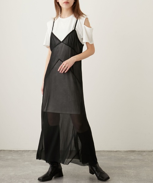 Keeepy（キーピー）の「【Keeepy】tulle ensemble camisole dress with sleeve cut-off mini dress（ワンピース・レディース・ブラック/ブラック系その他・FREE）」の8枚目の写真
