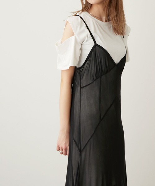 Keeepy（キーピー）の「【Keeepy】tulle ensemble camisole dress with sleeve cut-off mini dress（ワンピース・レディース・ブラック/ブラック系その他・FREE）」の12枚目の写真