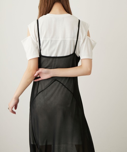 Keeepy（キーピー）の「【Keeepy】tulle ensemble camisole dress with sleeve cut-off mini dress（ワンピース・レディース・ブラック/ブラック系その他・FREE）」の14枚目の写真