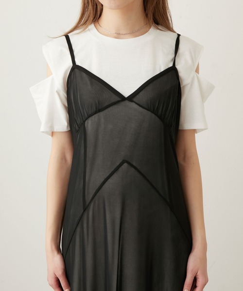 Keeepy（キーピー）の「【Keeepy】tulle ensemble camisole dress with sleeve cut-off mini dress（ワンピース・レディース・ブラック/ブラック系その他・FREE）」の17枚目の写真
