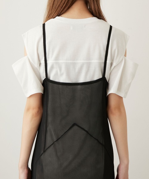 Keeepy（キーピー）の「【Keeepy】tulle ensemble camisole dress with sleeve cut-off mini dress（ワンピース・レディース・ブラック/ブラック系その他・FREE）」の18枚目の写真