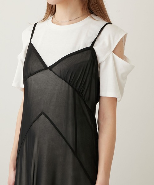 Keeepy（キーピー）の「【Keeepy】tulle ensemble camisole dress with sleeve cut-off mini dress（ワンピース・レディース・ブラック/ブラック系その他・FREE）」の19枚目の写真