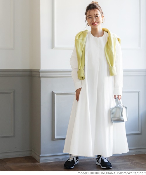 coca（coca）（コカ）の「スキッパーボリュームワンピ（シャツワンピース・レディース・ホワイト/ブラック・SHORT/LONG）」の3枚目の写真