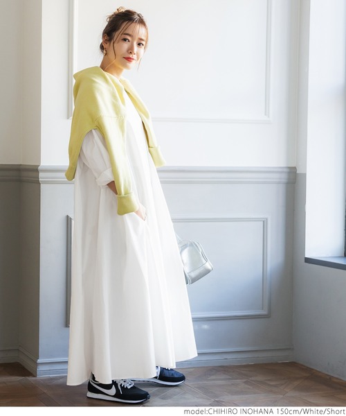 coca（coca）（コカ）の「スキッパーボリュームワンピ（シャツワンピース・レディース・ホワイト/ブラック・SHORT/LONG）」の5枚目の写真