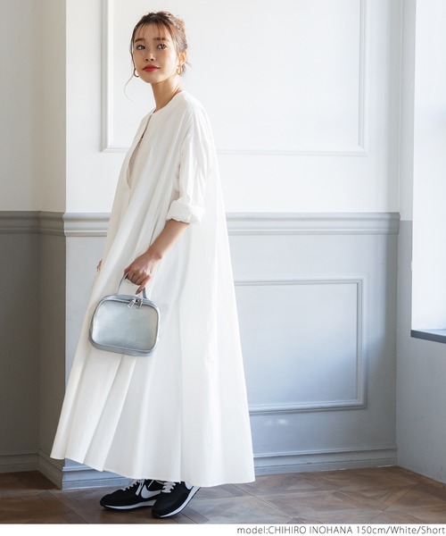 coca（coca）（コカ）の「スキッパーボリュームワンピ（シャツワンピース・レディース・ホワイト/ブラック・SHORT/LONG）」の7枚目の写真