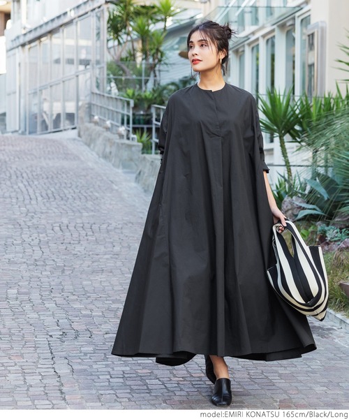 coca（coca）（コカ）の「スキッパーボリュームワンピ（シャツワンピース・レディース・ホワイト/ブラック・SHORT/LONG）」の10枚目の写真