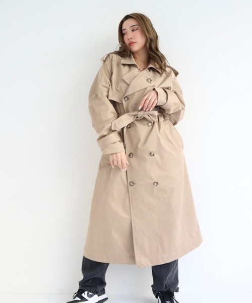 FIG&VIPER（フィグアンドバイパー）の「BASICラグラントレンチコート（トレンチコート・レディース・ベージュ/グレー・FREE）」の3枚目の写真