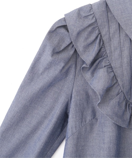 PROPORTION BODY DRESSING（プロポーションボディドレッシング）の「【美人百花4月号掲載商品】シャンブレーラッフルブラウス / 1212110306（シャツ/ブラウス・レディース・ホワイト/ネイビー・SMALL/MEDIUM）」の17枚目の写真