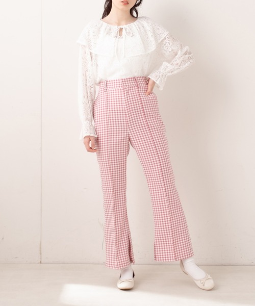 OLIVE des OLIVE（オリーブデオリーブ）の「【WEB限定】スラックスフレアパンツ（スラックス・レディース・ブラック/グレー/オフホワイト/ピンク・FREE）」の15枚目の写真