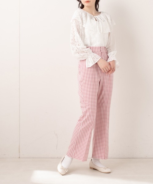 OLIVE des OLIVE（オリーブデオリーブ）の「【WEB限定】スラックスフレアパンツ（スラックス・レディース・ブラック/グレー/オフホワイト/ピンク・FREE）」の16枚目の写真