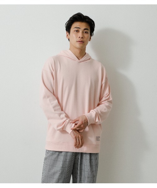 AZUL by moussy(アズールバイマウジー)の「PRIMAVERA BIG HOODIE/プリマヴェーラビッグフーディ(パーカー・メンズ・ブラック/ホワイト/グリーン系その他/ライトピンク・MEDIUM/LARGE)」の4枚目の写真