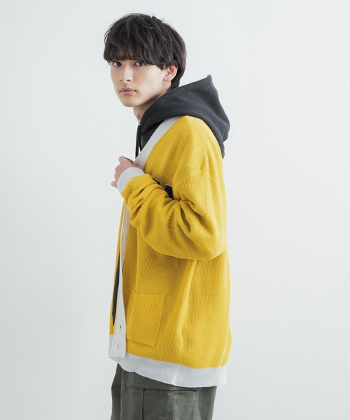 Rocky Monroe(ロッキーモンロー)の「ビッグシルエット カレッジロゴ サガラ刺繍アクリルニットカーディガン(カーディガン/ボレロ・メンズ・ブラック/グリーン/マスタード/ロイヤルブルー・M/L)」の15枚目の写真