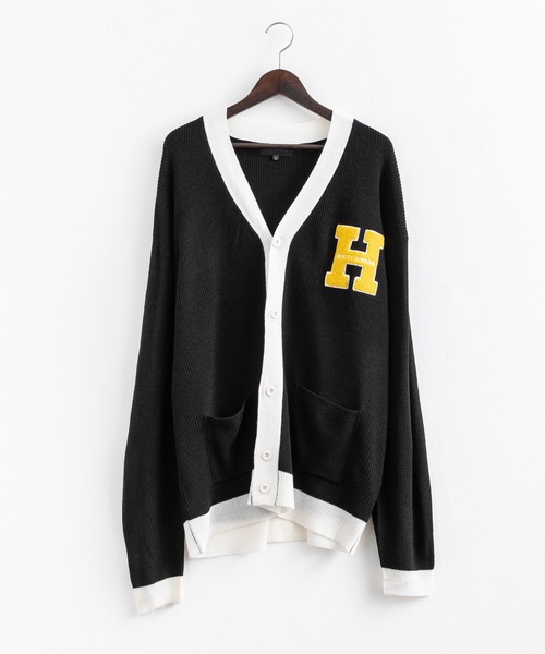 Rocky Monroe(ロッキーモンロー)の「ビッグシルエット カレッジロゴ サガラ刺繍アクリルニットカーディガン(カーディガン/ボレロ・メンズ・ブラック/グリーン/マスタード/ロイヤルブルー・M/L)」の17枚目の写真