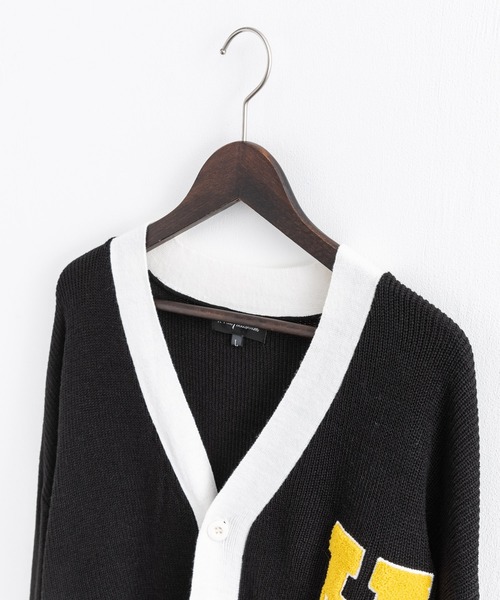 Rocky Monroe(ロッキーモンロー)の「ビッグシルエット カレッジロゴ サガラ刺繍アクリルニットカーディガン(カーディガン/ボレロ・メンズ・ブラック/グリーン/マスタード/ロイヤルブルー・M/L)」の19枚目の写真