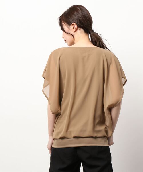 RANAN(ラナン)の「シフォン使いふんわり袖シアープルオーバー(Tシャツ/カットソー・レディース・ライトグレー/ブラック/モカ/ピンクベージュ/ネイビー/カーキブラウン/ダークブルー/オフホワイト・LL/M/L)」の18枚目の写真