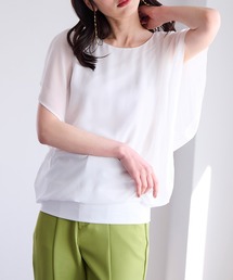 シフォン使いふんわり袖シアープルオーバー