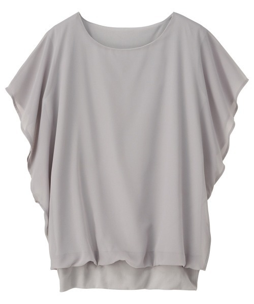 RANAN(ラナン)の「シフォン使いふんわり袖シアープルオーバー(Tシャツ/カットソー・レディース・ライトグレー/ブラック/モカ/ピンクベージュ/ネイビー/カーキブラウン/ダークブルー/オフホワイト・LL/M/L)」の10枚目の写真