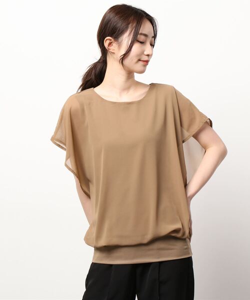 RANAN(ラナン)の「シフォン使いふんわり袖シアープルオーバー(Tシャツ/カットソー・レディース・ライトグレー/ブラック/モカ/ピンクベージュ/ネイビー/カーキブラウン/ダークブルー/オフホワイト・LL/M/L)」の15枚目の写真