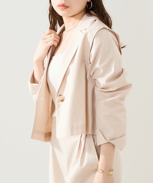 Chico（チコ）の「ショート丈袖取り外しテーラードジャケット（テーラードジャケット・レディース・グレー/アイボリー/ブラック/ピンク・FREE）」の9枚目の写真