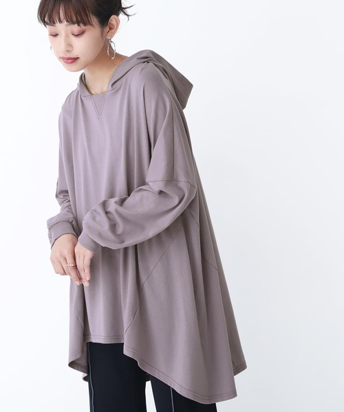 n'OrLABEL（ノアールレーベル）の「【廃盤】『フレアシルエットパーカー』（パーカー・レディース・ブラック/パープル/オフホワイト/モカ・FREE）」の4枚目の写真