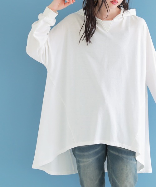 n'OrLABEL（ノアールレーベル）の「【廃盤】『フレアシルエットパーカー』（パーカー・レディース・ブラック/パープル/オフホワイト/モカ・FREE）」の5枚目の写真