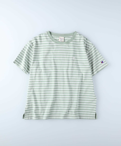 Champion(チャンピオン)の「Champion(チャンピオン)ボーダーワンポイントTシャツ(Tシャツ/カットソー・レディース・グリーン/ホワイト×ネイビー/ネイビー×ホワイト・M/L)」の15枚目の写真