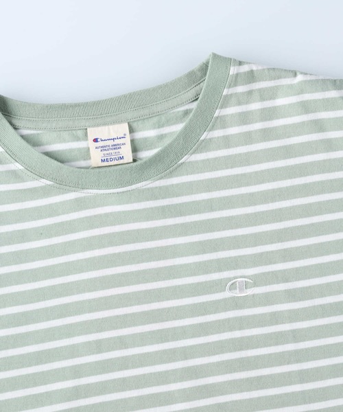 Champion(チャンピオン)の「Champion(チャンピオン)ボーダーワンポイントTシャツ(Tシャツ/カットソー・レディース・グリーン/ホワイト×ネイビー/ネイビー×ホワイト・M/L)」の12枚目の写真