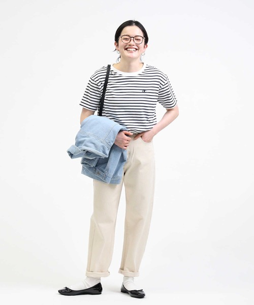 Champion(チャンピオン)の「Champion(チャンピオン)ボーダーワンポイントTシャツ(Tシャツ/カットソー・レディース・グリーン/ホワイト×ネイビー/ネイビー×ホワイト・M/L)」の10枚目の写真