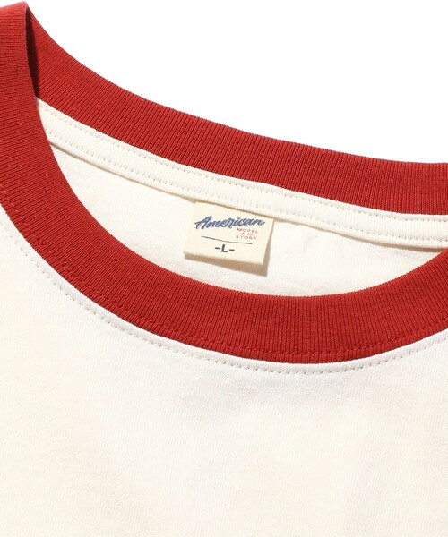 FREAK'S STORE（フリークスストア）の「WEB限定 ビッグシルエット DONUTS SIGN プリントTシャツ/リンガーTシャツ（Tシャツ/カットソー・メンズ・グリーン/ホワイト/ブラック/ホワイト×レッド・MEDIUM/LARGE/X-LARGE）」の11枚目の写真