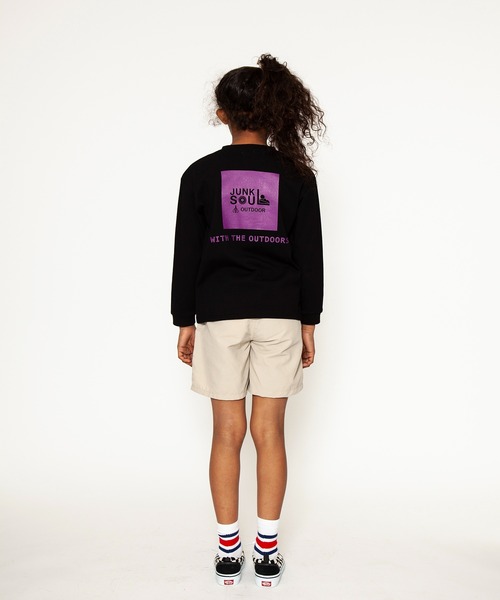 JUNKSOUL（ジャンクソウル）の「国内プリントJUNKSOUL OUTDOORボックスロゴロンＴ(M4)（Tシャツ/カットソー・キッズ・ホワイト/オレンジ/ベージュ/カーキ/ブラック/ライトブルー/杢グレー/ライトイエロー・120cm/130cm/140cm/150cm/160cm/110cm/100cm）」の22枚目の写真