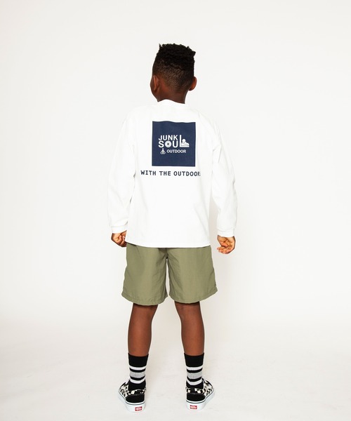 JUNKSOUL（ジャンクソウル）の「国内プリントJUNKSOUL OUTDOORボックスロゴロンＴ(M4)（Tシャツ/カットソー・キッズ・ホワイト/オレンジ/ベージュ/カーキ/ブラック/ライトブルー/杢グレー/ライトイエロー・120cm/130cm/140cm/150cm/160cm/110cm/100cm）」の9枚目の写真